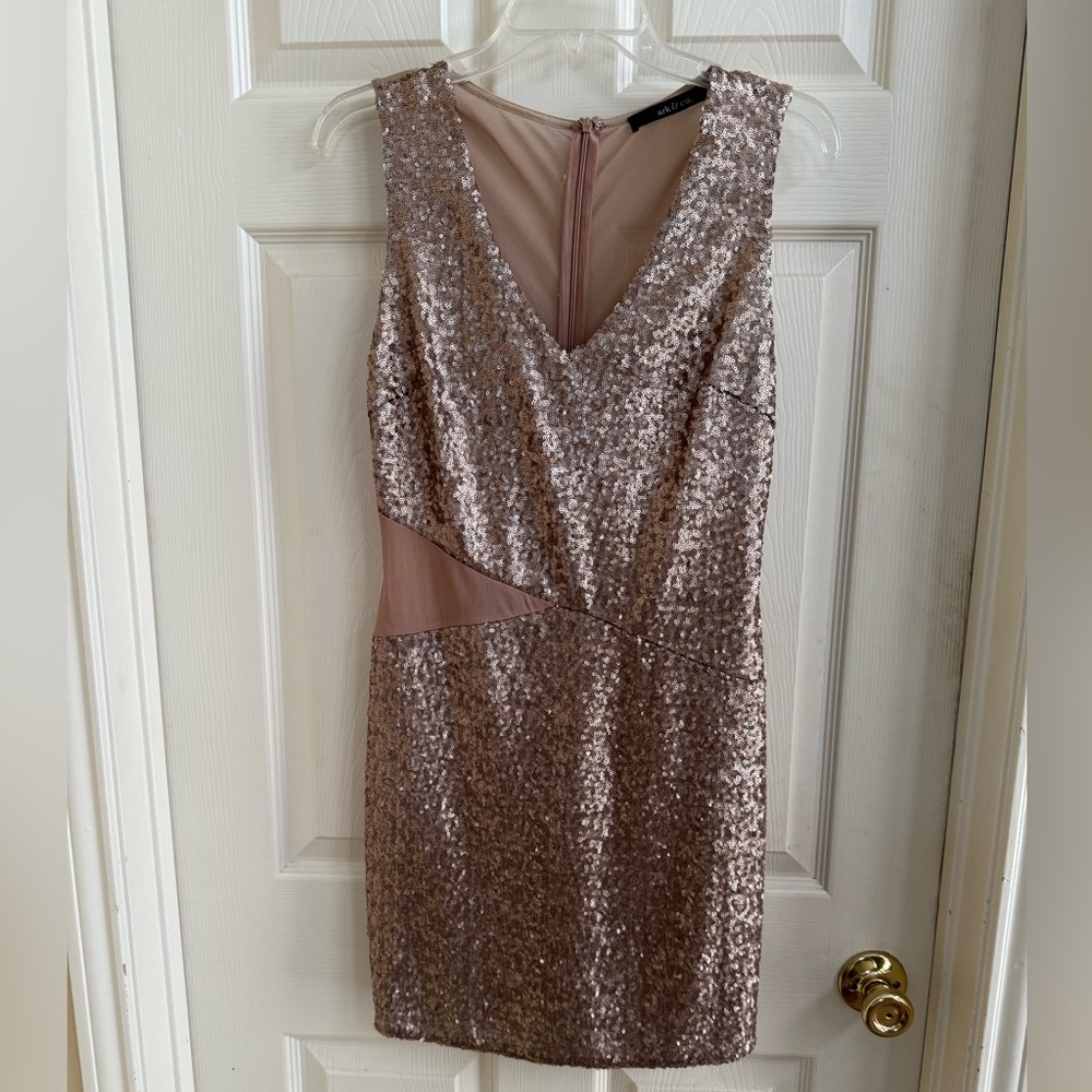 Ark & Co Sequin Mini Dress in Rose Gold
